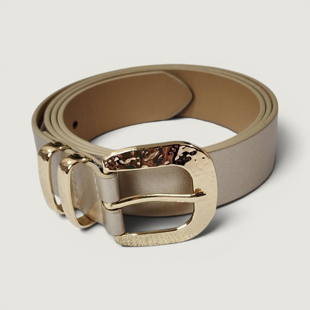 Lauren Conrad Metallic Gold Belt L Hammered Buckle Shimmer Chic Accessory